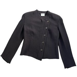 Armani Collezioni Made in Italy Vintage Asymmetrical Textured Brown Blazer